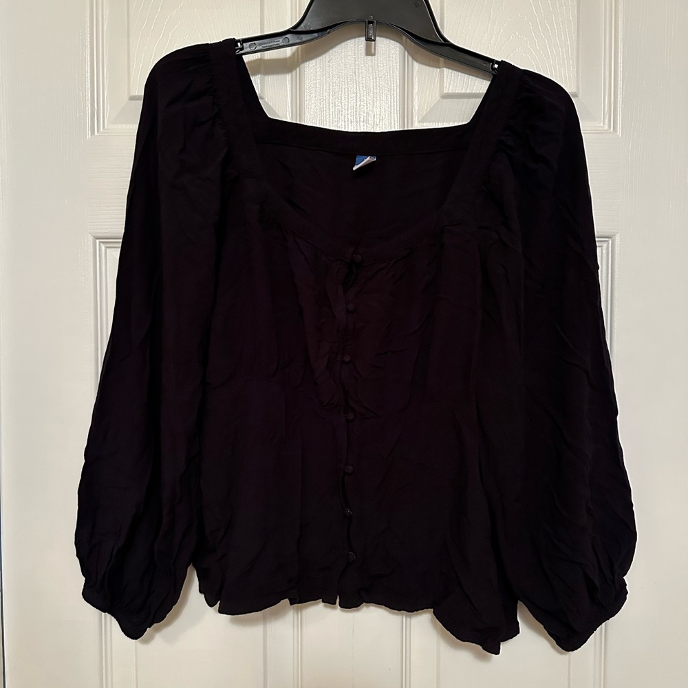 Old Navy Long Sleeve Black Peasant Top